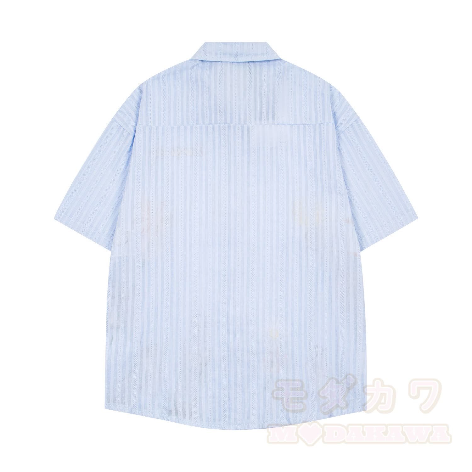 Vintage-Hemd mit blauen Streifen, Katzenpfotenstickerei und passendem Krawatten-Set - image 4