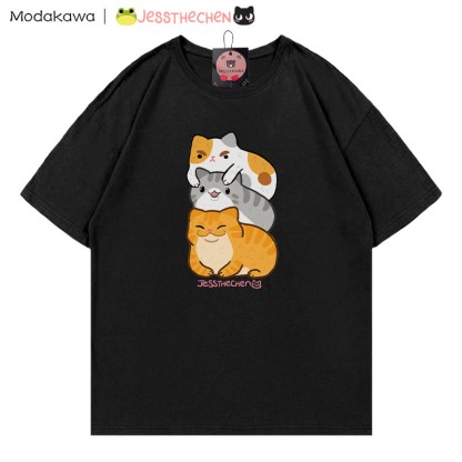 MODAKAWA X jessthechen Stacked Kitty Grafik-T-Shirt - Black - 5XL - image 3
