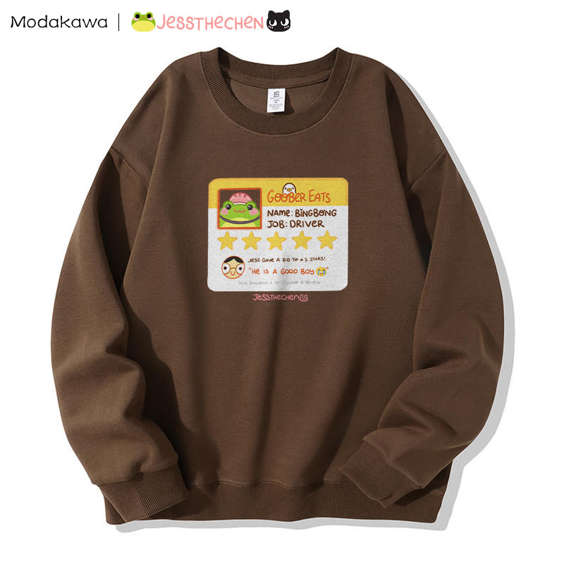 MODAKAWA X jessthechen GOOBER EATS Review Card Graphic Sweatshirt - Brown - 5XL - image 3