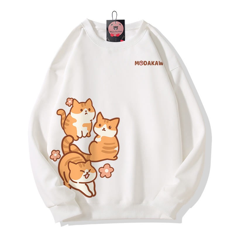 MODAKAWA Sweatshirt mit Katzenmotiv - White - 5XL - image 5