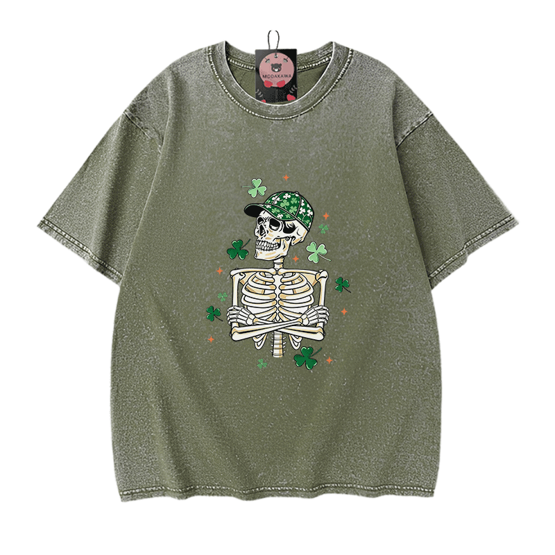 Modakawa Vintage T-Shirt aus 100 % Baumwolle mit St. Patrick's Day-Motiv (gewaschen). - Green - 5XL - image 8