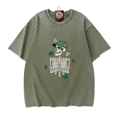 Modakawa Vintage T-Shirt aus 100 % Baumwolle mit St. Patrick's Day-Motiv (gewaschen). - Green - 5XL - image 8
