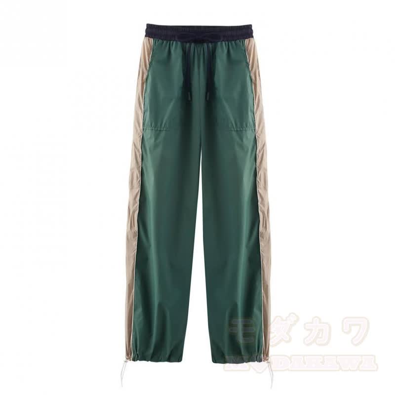Zweiteiliges Set: Lässige, Farben abgesetzte Jacke mit Reißverschluss und Kordelzug, Hose mit weitem Bein und passende Hose mit weitem Bein - Hose - L - image 9