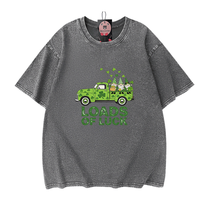 VIEL GLÜCK St. Pakrit's Day Grafik Modakawa Vintage gewaschenes T-Shirt aus 100% Baumwolle - Grey - 5XL - image 9