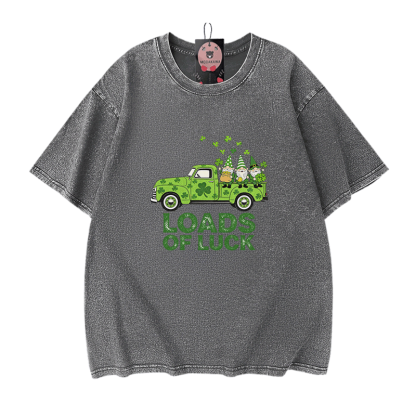 VIEL GLÜCK St. Pakrit's Day Grafik Modakawa Vintage gewaschenes T-Shirt aus 100% Baumwolle - Grey - 5XL - image 9