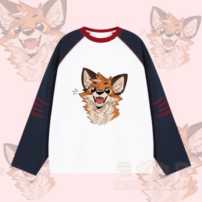 MODAKAWA X atka Cheerful Fox Graphic Farben Block Raglan Sleeve Long Sleeve T-Shirt - Weiß - 2XL - image 3