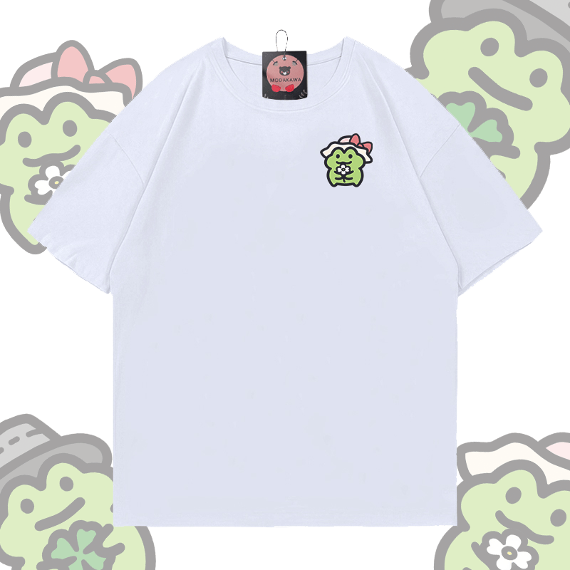 MODAKAWA Niedliches Frosch-Grafik-T-Shirt - White B - 5XL - image 7