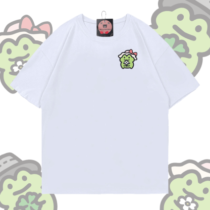 MODAKAWA Niedliches Frosch-Grafik-T-Shirt - White B - 5XL - image 7