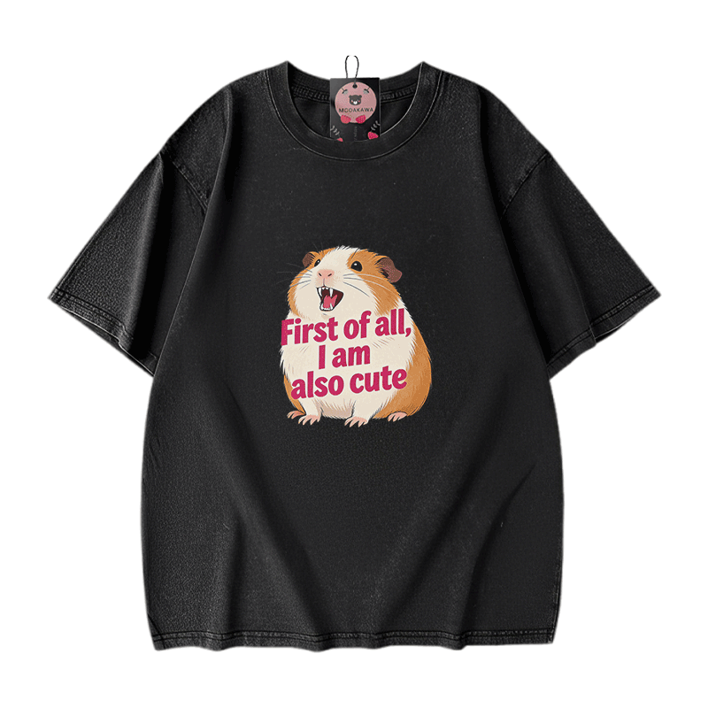 Modakawa Vintage T-Shirt mit Hamster-Motiv, gewaschen aus 100 % Baumwolle - Black - 5XL - image 2
