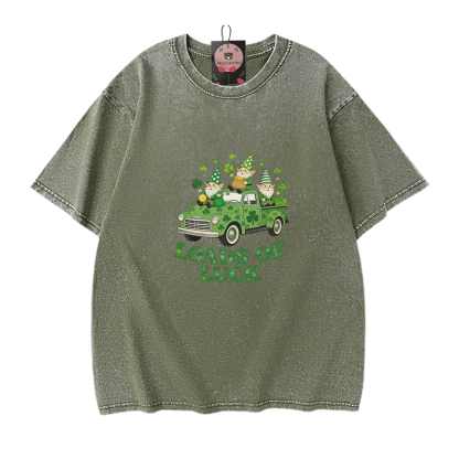 Viel Glück! Auto-St.-Pakrit-Tag-Grafik Modakawa Vintage gewaschenes T-Shirt aus 100 % Baumwolle - Green - 5XL - image 8