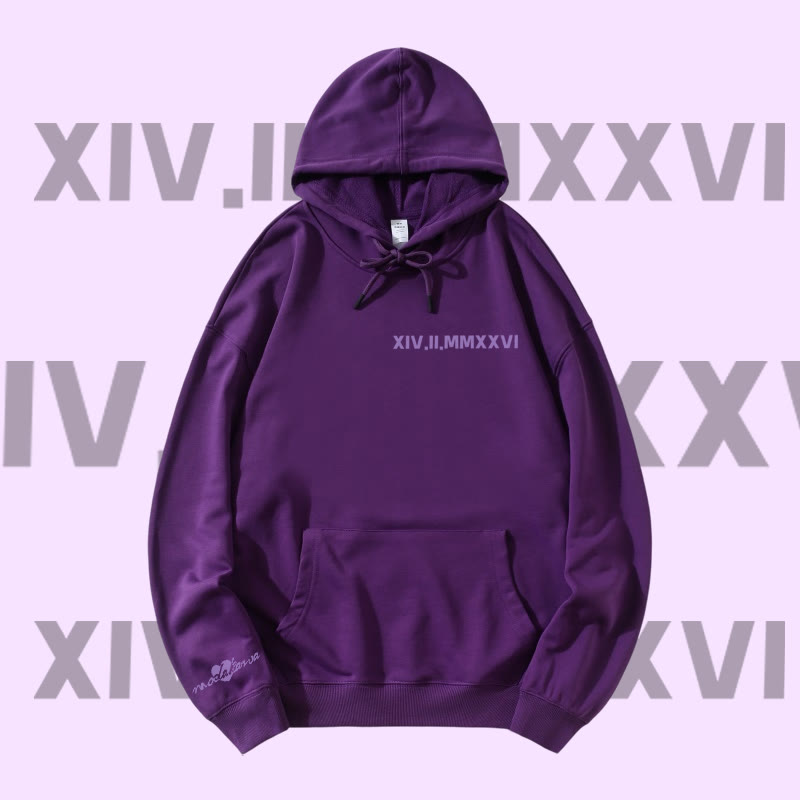 MODAKAWA Streetwear Pullover Hoodie mit Buchstabenherz-Grafik - Dark Purple - 5XL - image 5