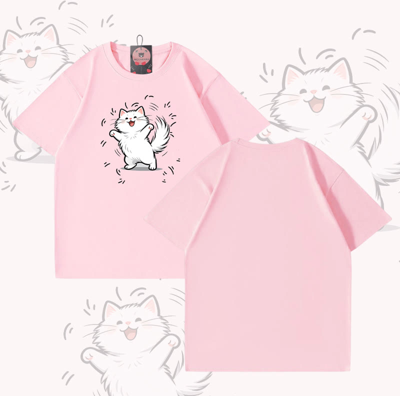Modakawa T-Shirt mit fröhlichem Katzenmotiv aus 100 % Baumwolle - Pink - 5XL - image 5