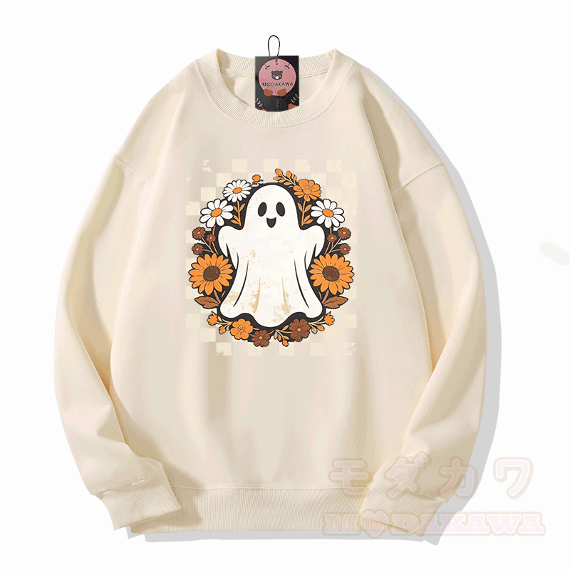 Modakawa Sweatshirt mit Geisterblumen-Grafik - Beige - 5XL - image 4