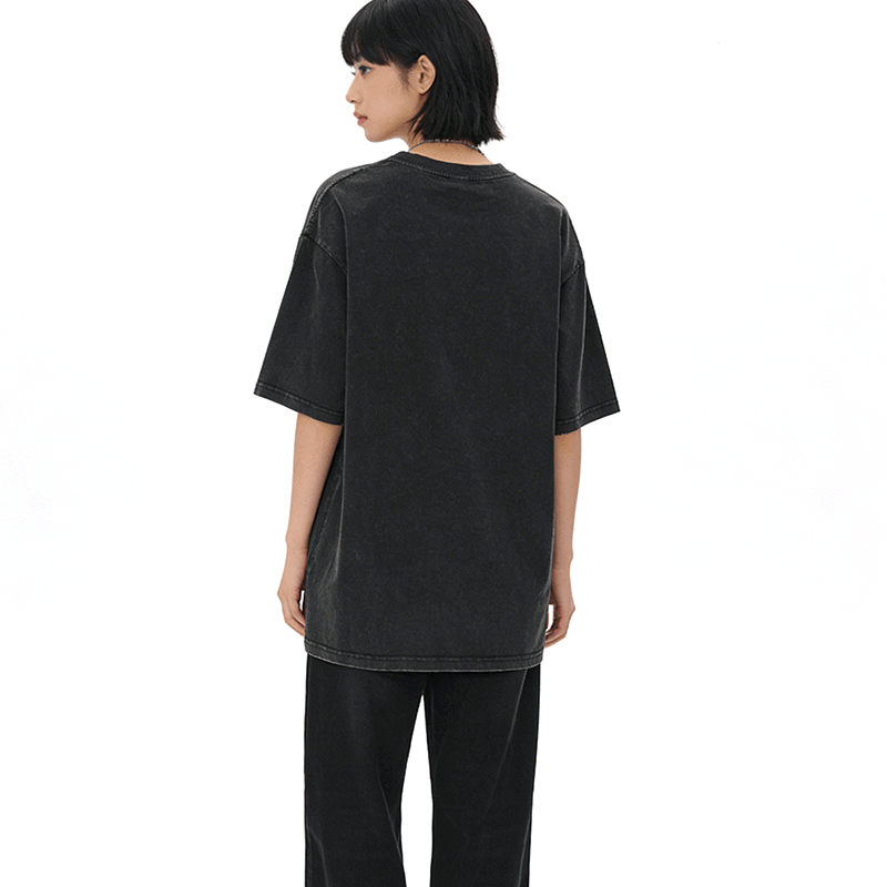 Modakawa Unisex Vintage Washed T-Shirt mit Wolkenregen-Grafik - image 4