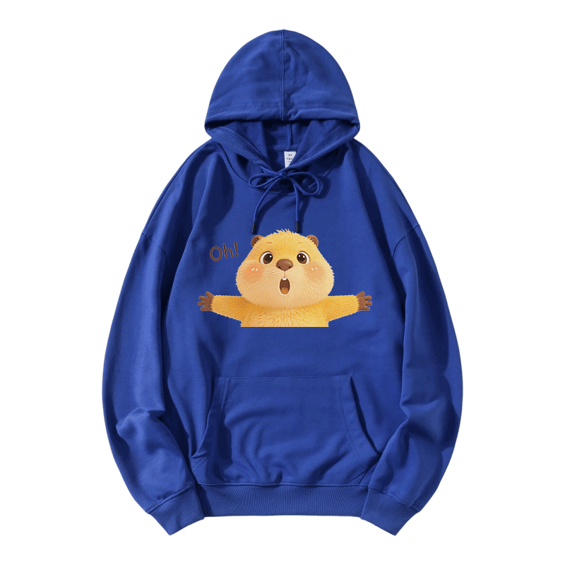 OH Capybara Grafik Modakawa Lockerer Baumwoll-Misch-Hoodie - Blue - 5XL - image 7