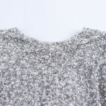 Modisches Paillettenkleid mit Rundhalsausschnitt und rückenfreiem Oberteil - image 4