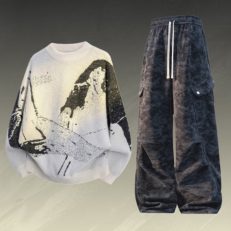 Vintage Strickpullover und Cargohose, zweiteilig - Set B - 3XL - image 2