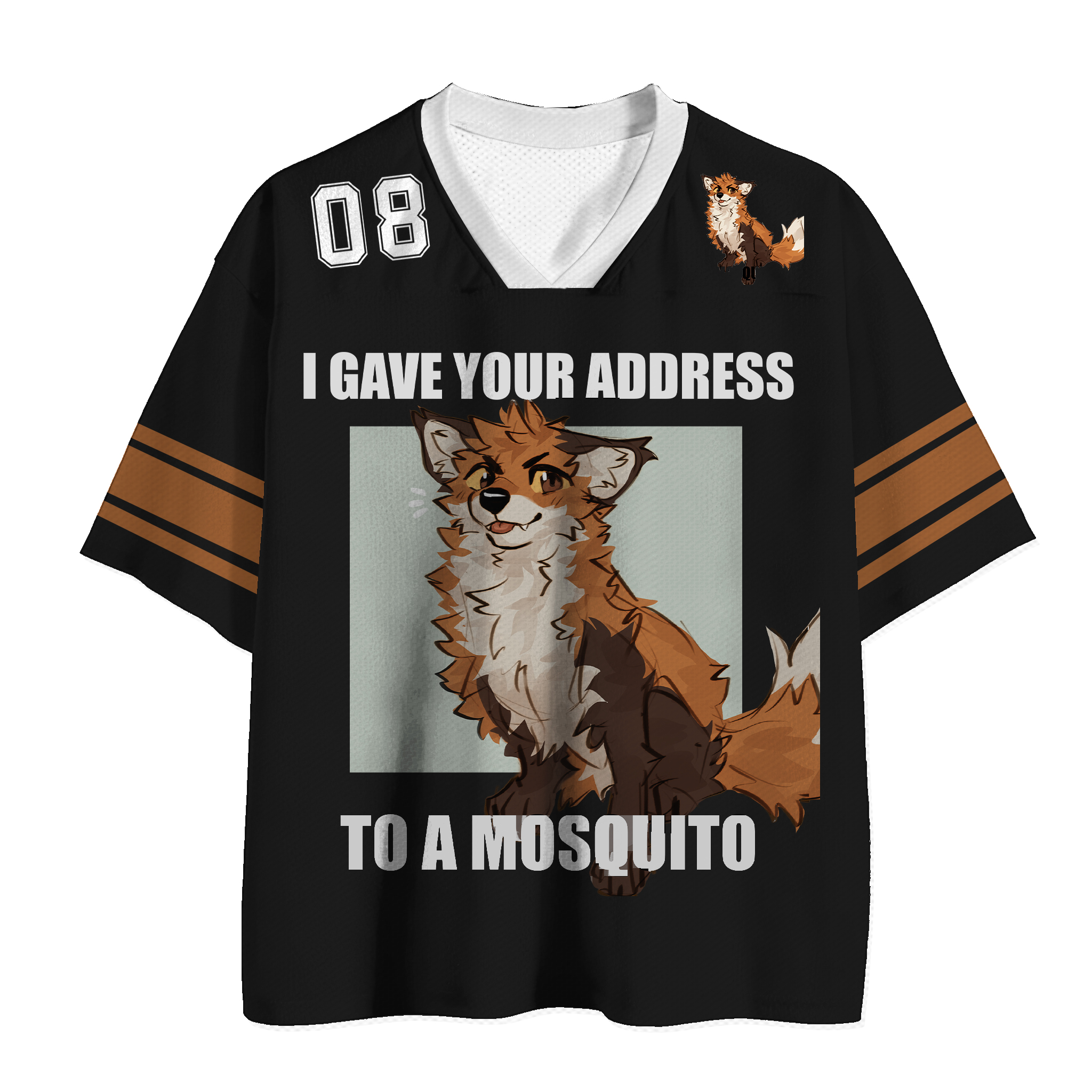  MODAKAWA X atka ICH GAB DEINE ADRESSE AN EINE MÜCKE Fox Number Graphic Vintage Mesh Jersey T-Shirt - image 2