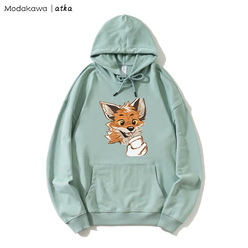 MODAKAWA X atka Lockerer Hoodie mit Fuchs-Print - Green - 5XL - image 3