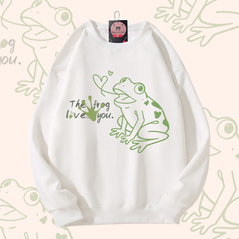 DER FROSCH LIEBT DICH Frosch-Grafik Unisex-Sweatshirt - White - 5XL - image 3
