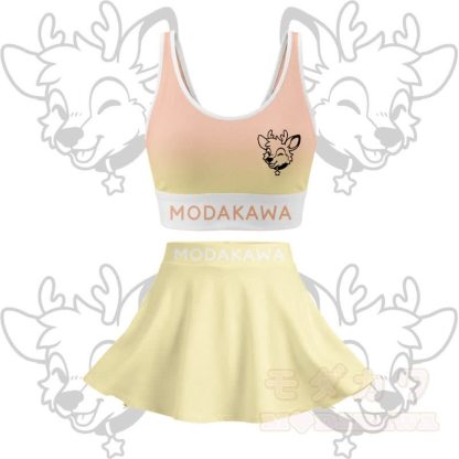 MODAKAWA X popipeko Hirsch-Grafik Crop Tanktop Sport Top Rock passendes Outfit - Gelbes Set - 2XL - image 13