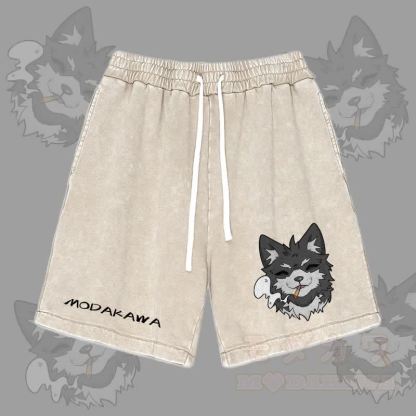 MODAKAWA Koda Smoking Graphic Vintage Washed Streetwear Shorts - Aprikose - 3XL - image 3