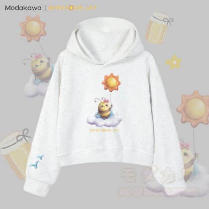 MODAKAWA X INVERTOUCH_ART Cloud Bee Graphic Modakawa Cropped Cotton Hoodie - Grau B - 3XL - image 14