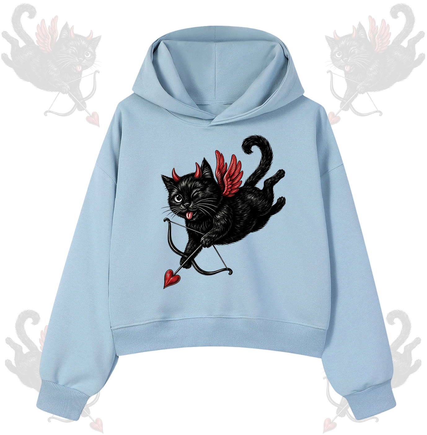 MODAKAWA Devil Cat Cupid Graphic Hoodie - Blau - 3XL - image 6