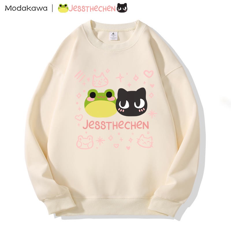 MODAKAWA X jessthechen Frog Kitty Print Rundhals-Sweatshirt - Apricot - 5XL - image 3