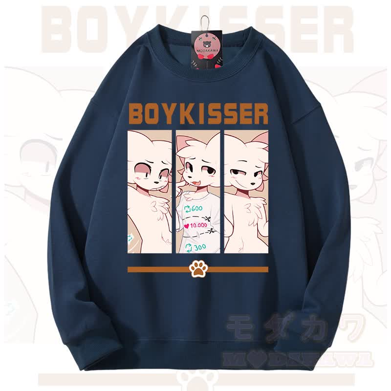 MODAKAWA X zarckets BOYKISSER Fuchs-Grafik Unisex-Sweatshirt - Marineblau - 3XL - image 4