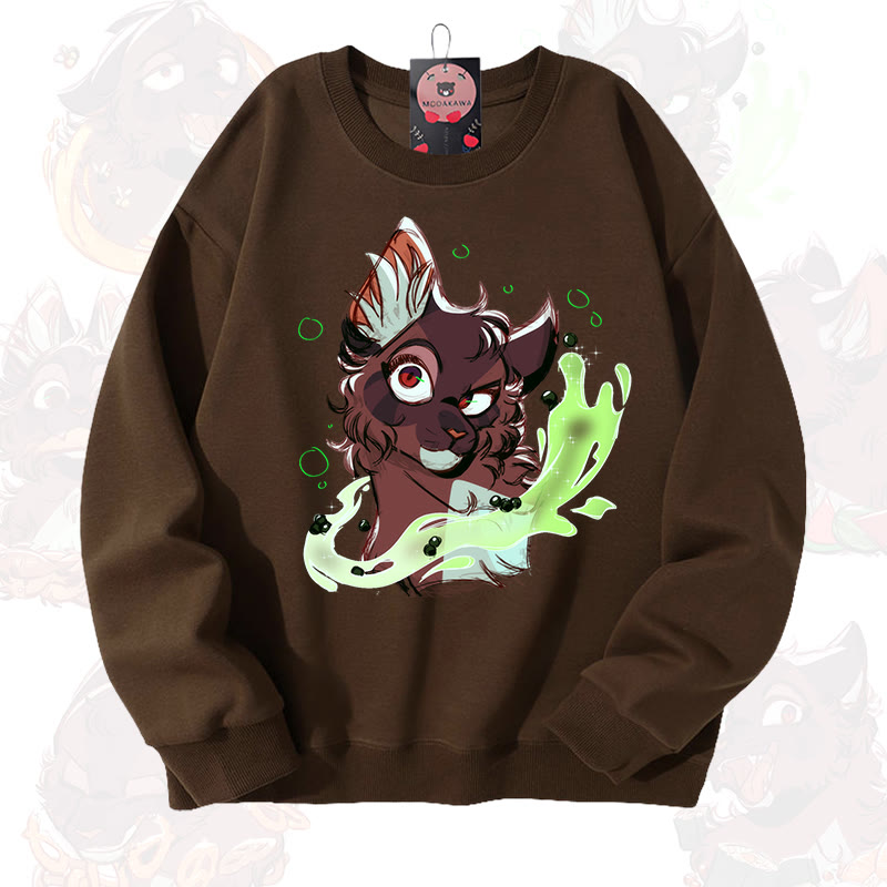 MODAKAWA X aridarchen Fox Graphic Unisex Sweatshirt - Kaffee - 3XL - image 5