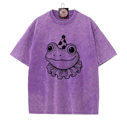 Unisex-T-Shirt mit Frosch-Grafik im Vintage-Look - Lila - 5XL - image 5