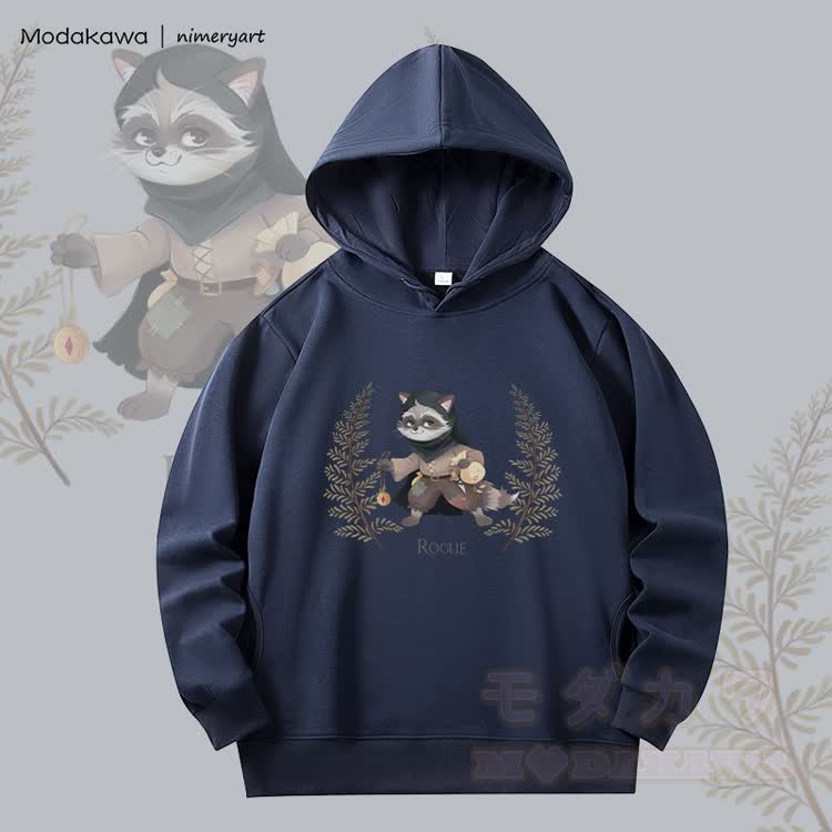 MODAKAWA X nimeryart Rogue Raccoon Grafik Fleecegefütterter Hoodie - Purpurblau - 6XL - image 4