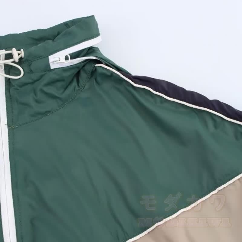 Zweiteiliges Set: Lässige, Farben abgesetzte Jacke mit Reißverschluss und Kordelzug, Hose mit weitem Bein und passende Hose mit weitem Bein - image 5