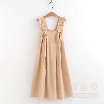 College-Stil Kurzarm-Hemdkleid mit Trägern, zweiteiliges Set - Khaki Kleid B - XL - image 15