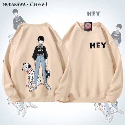 MODAKAWA X chaki Unisex-Sweatshirt mit Mädchen- und Dalmatiner-Motiv - Apricot - 5XL - image 4