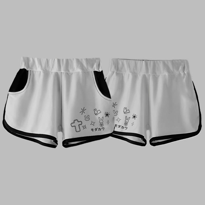 Modakawa Bunny Shorts mit Sternen- und Kreuz-Buchstabenprint - image 6