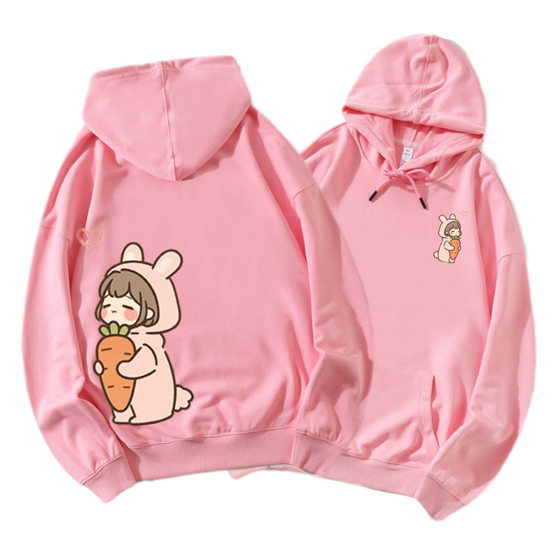 Romantischer Cartoon Junge und Mädchen Grafik Paar Passender Hoodie - Pink B - 5XL - image 13