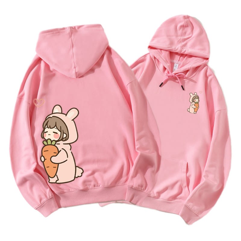 Romantischer Cartoon Junge und Mädchen Grafik Paar Passender Hoodie - Pink B - 5XL - image 13