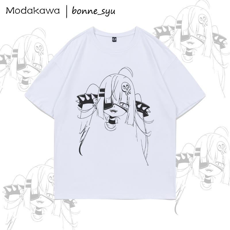 MODAKAWA X bonne_syu Dark Anime Girl Grafik-T-Shirt - White - 5XL - image 2