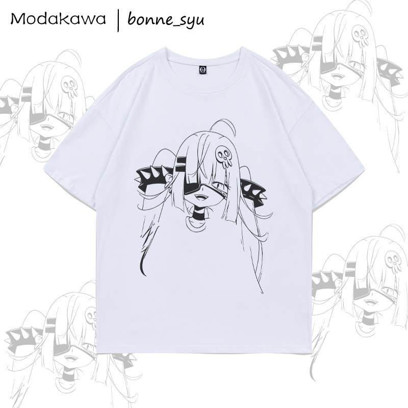 MODAKAWA X bonne_syu Dark Anime Girl Grafik-T-Shirt - White - 5XL - image 2