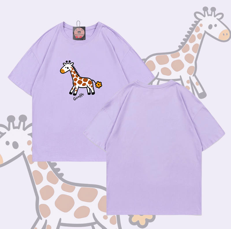 Giraffenmotiv Modakawa T-Shirt aus 100 % Baumwolle - Purple - 5XL - image 5