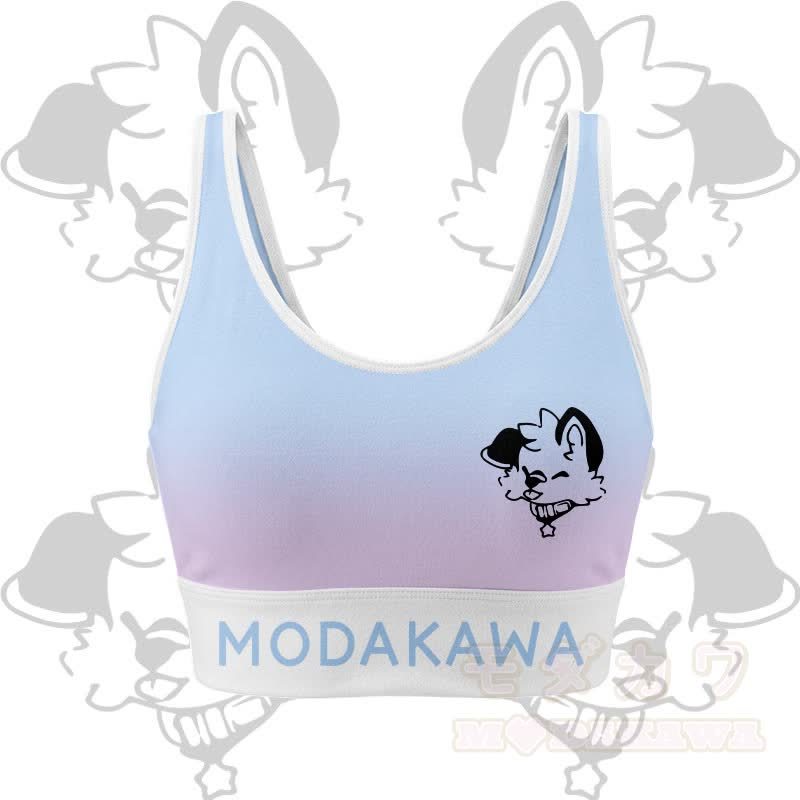 MODAKAWA X popipeko Puppy Graphic Modakawa Crop Tank Sport Top Skirt Matching Outfit - Blaues und lila Oberteil - 2XL - image 6