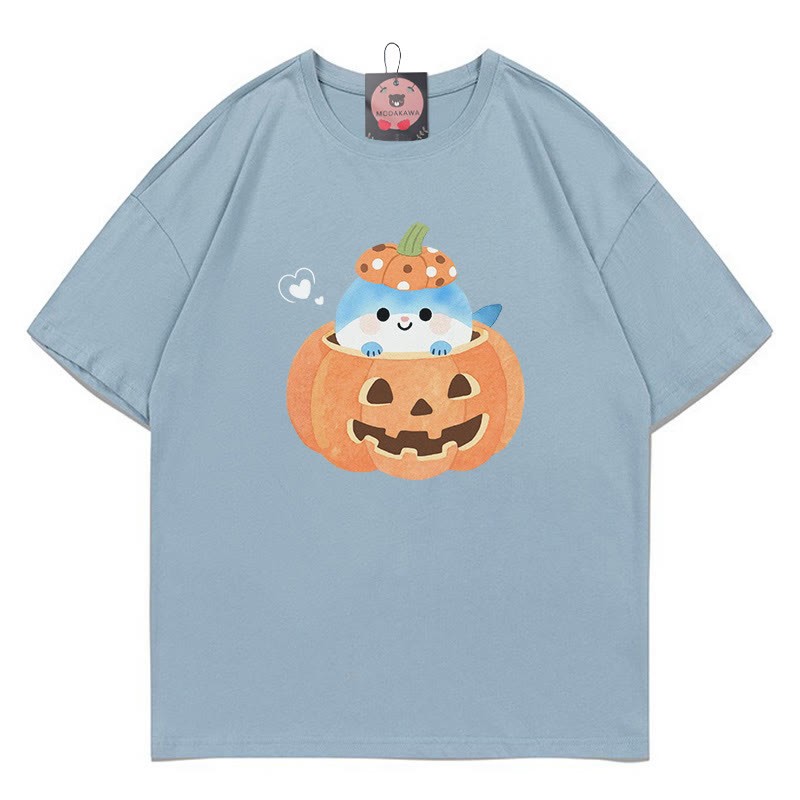 T-Shirt mit Kürbis-Hai-Print - Dusty Blue - 5XL - image 5