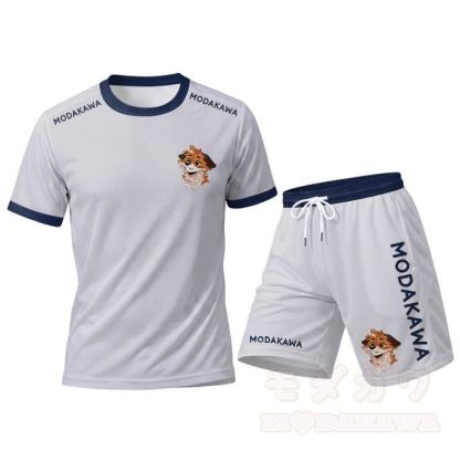 MODAKAWA X atka Fox Graphic Herren-Sport-T-Shirt mit Kordelzug und passender Shorts - Weißes Set - 5XL - image 15