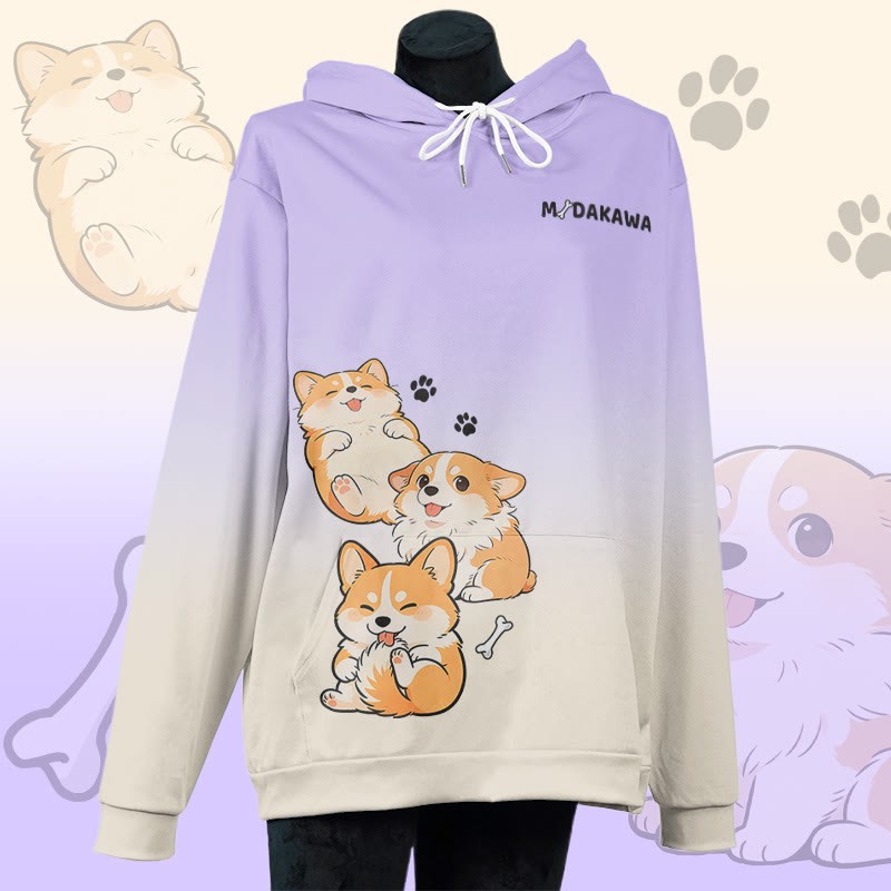 MODAKAWA Pullover-Hoodie mit Allover-Print eines Hundes mit herausgestreckter Zunge - Purple - 8XL - image 3