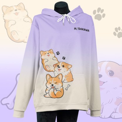 MODAKAWA Pullover-Hoodie mit Allover-Print eines Hundes mit herausgestreckter Zunge - Purple - 8XL - image 3