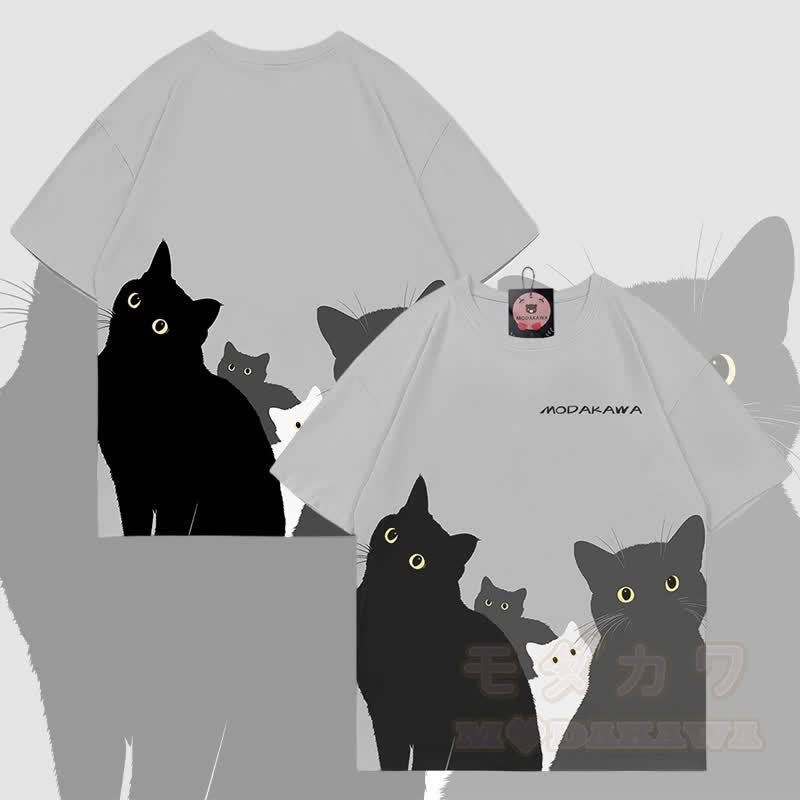 MODAKAWA Katzen-T-Shirt mit Allover-Print - Grau - 5XL - image 4