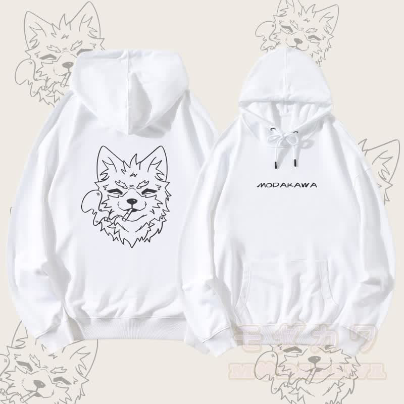 MODAKAWA Koda Smoking Graphic Streetwear Pullover Hoodie - Weiß - 5XL - image 3