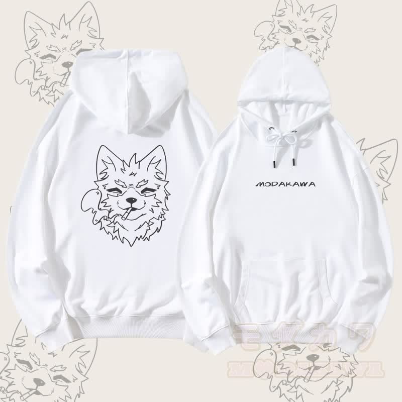MODAKAWA Koda Smoking Graphic Streetwear Pullover Hoodie - Weiß - 5XL - image 3